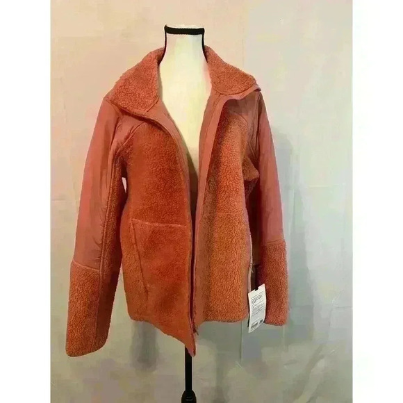 Lululemon‎ Women's Textured Fleece Full-Zip Jacket  Pink Savannah Size 12 - Picture 1 of 3